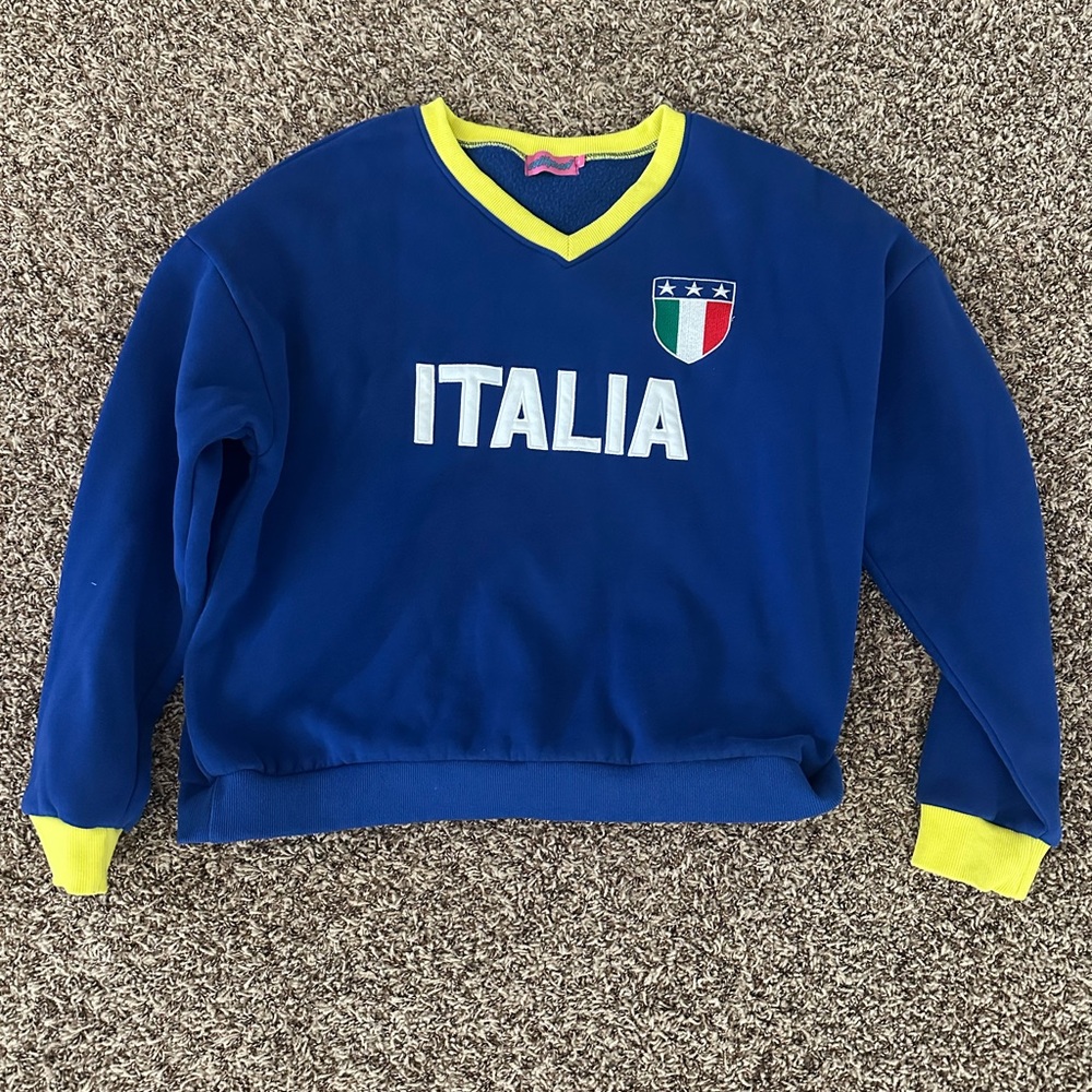 Edikted V-Neck Blue and Yellow Sweater